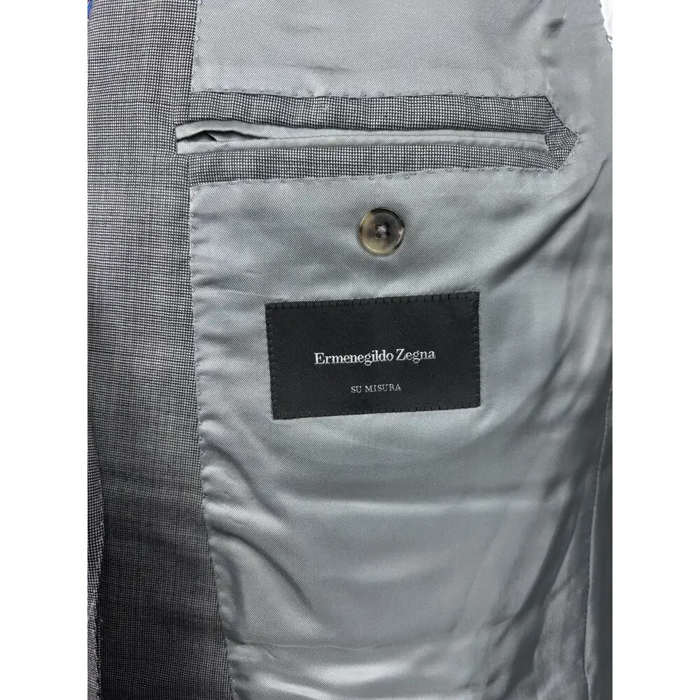 $4995 Zegna 15milmil15 Su Misura Gray Nailshead Blazer IT 56L Fits US 44L Roma